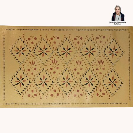 Wayside Inn Tan Background Floor Cloth - 32" x 52"