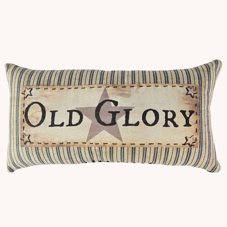 Old Glory Bowl Filler Wool Applique Pillow  - 4.5" x 8.5"