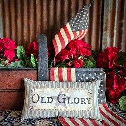 Old Glory Bowl Filler Wool Applique Pillow  - 4.5" x 8.5"