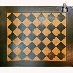 Antique Diamond with Dark Brown Border Floor Cloth - 4'8" x 5'4"