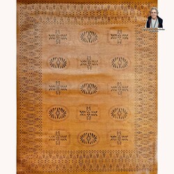 Bump Tavern Fancy Border Burnt Orange Floor Cloth  - 4' x 5'