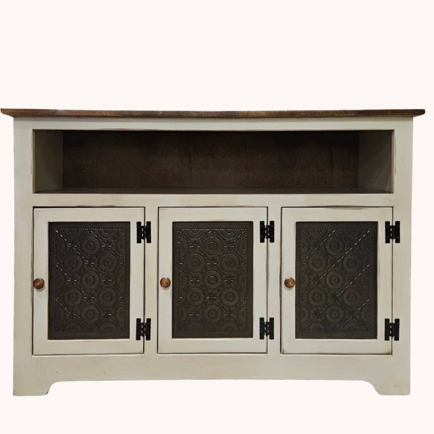 Old Mill Punched Tin White Buffet