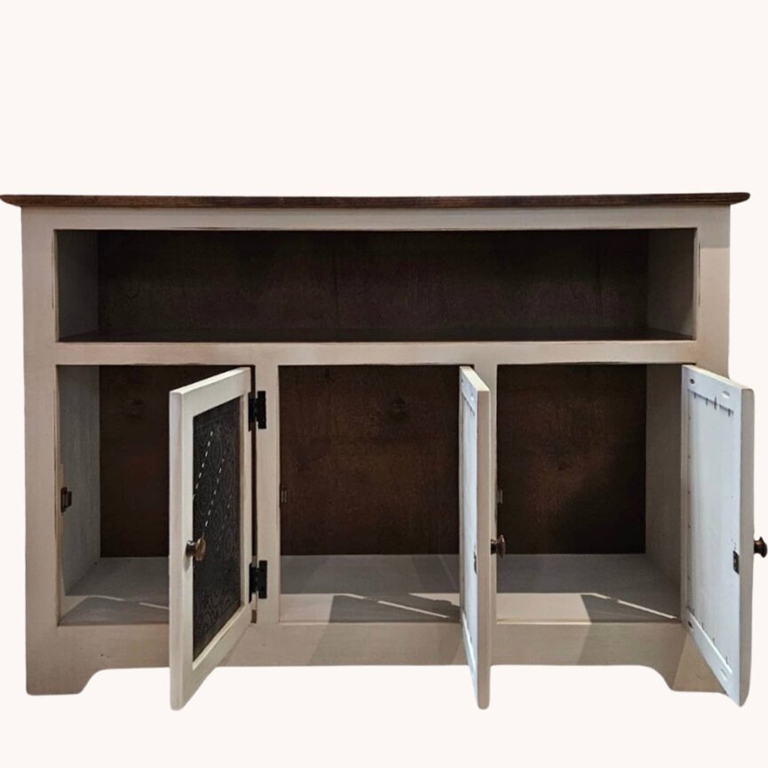 Old Mill Punched Tin White Buffet