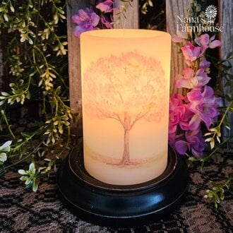 Watercolor Seasonal Trees Spring Candle Sleeve - Vanilla