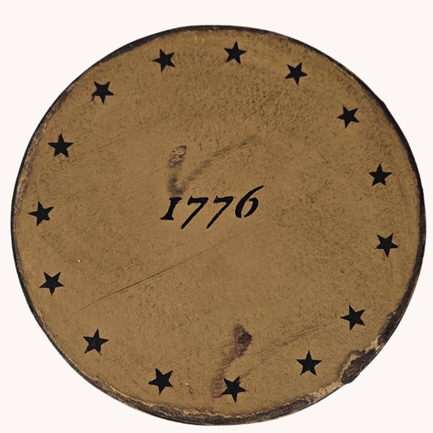 Round Box with Lid 1776 & Multiple Stars Tan - 7.5" x 3"