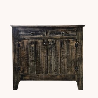 Console Cabinet Black with Two Doors & Drawers