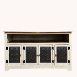 Farmhouse White Buffet Four Door with Old Mill Insert