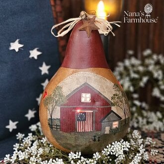 Martin Gourd Cut with Hand-Painted American Barn Light