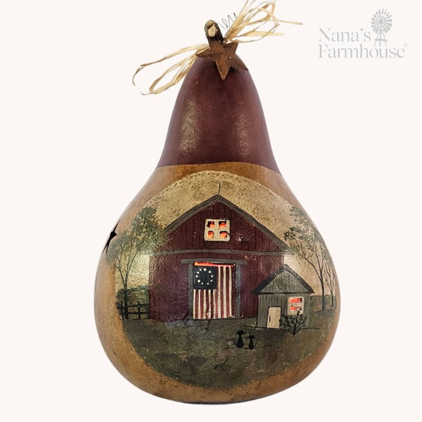 Martin Gourd Cut Hand-Painted American Barn Light - 10" x 7"