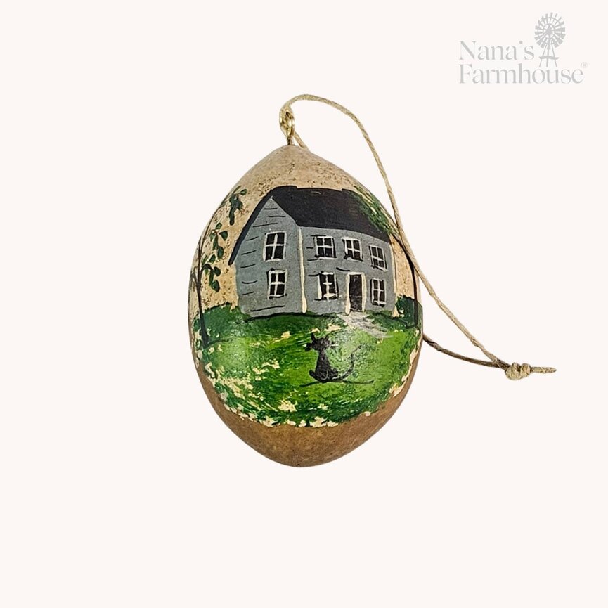 Americana Gourdament Hand Painted Primitive House - 2.5"