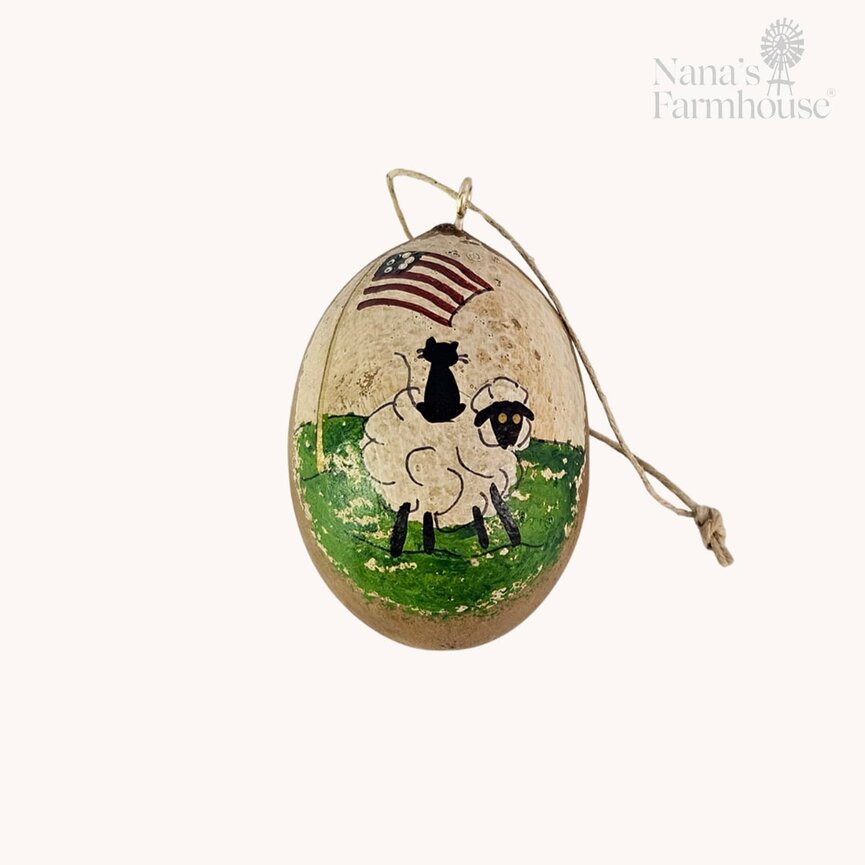 Americana Gourdament Hand Painted Sheep with Flag - 2.5"