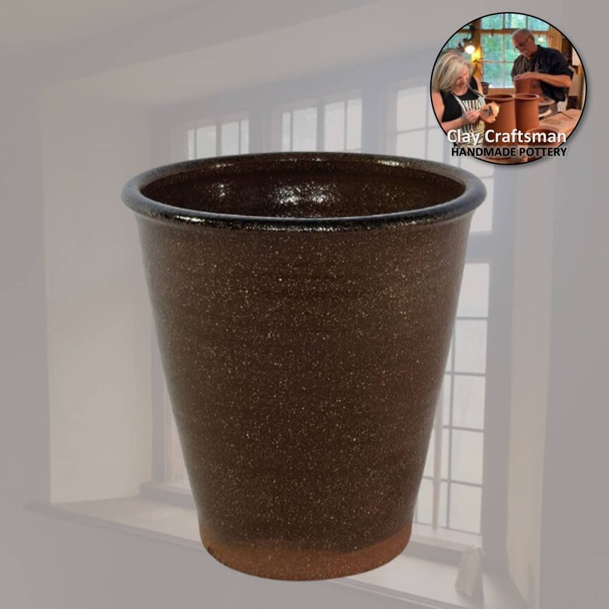 Clay Craftsman Brown Pottery Tumbler with Pumpkin & Crow - 4.5"