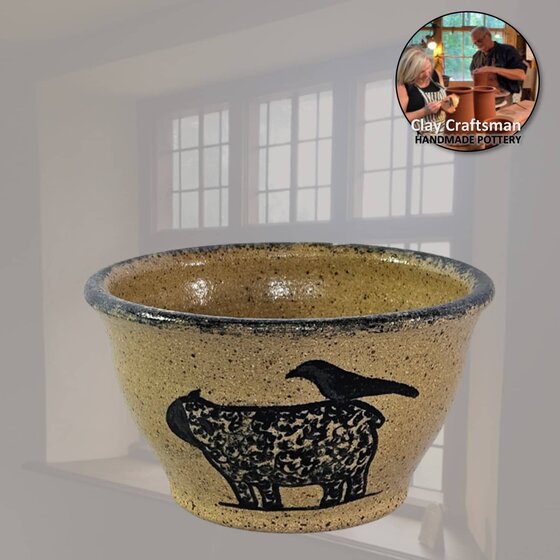Crow on Sheep Pottery Votive