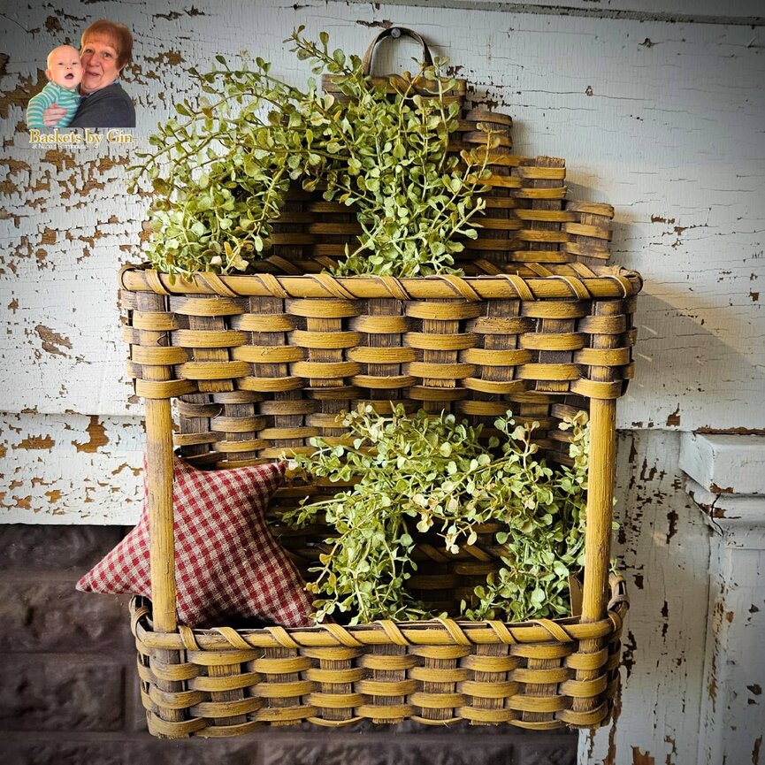 Baskets by Gin Two Tier Wall Basket Mustard - 18" x 13" x 4"