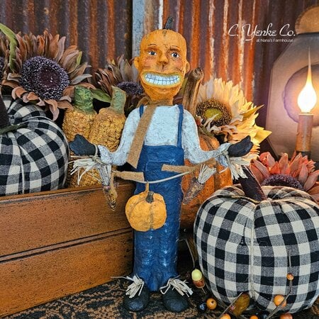 Smiling Pumpkin Head Jester - 13"
