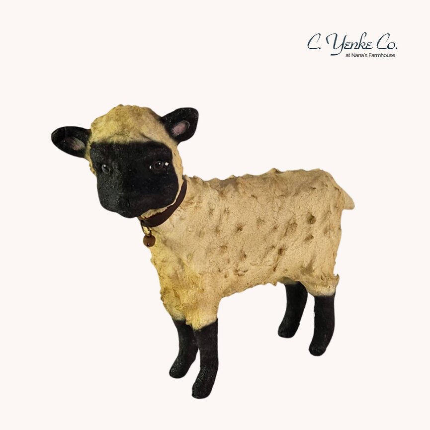 C. Yenke Small Sheep White with Black & Tan Face  - 5.5" x 6.5 "