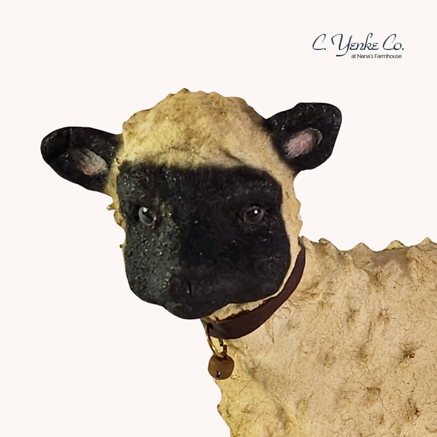 C. Yenke Small Sheep White with Black & Tan Face  - 5.5" x 6.5 "