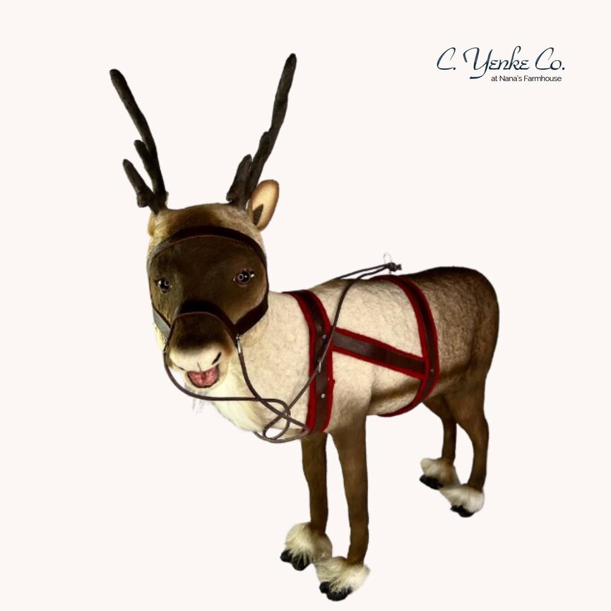 Reindeer, Harness with Red Trim Looking Left Large