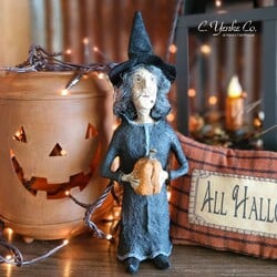 Halloween Witch White Face Handmade 10.5"