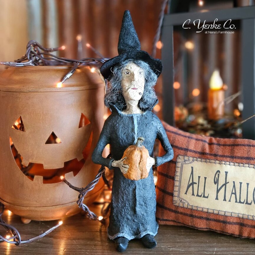 Halloween Witch White Face Handmade 10.5"