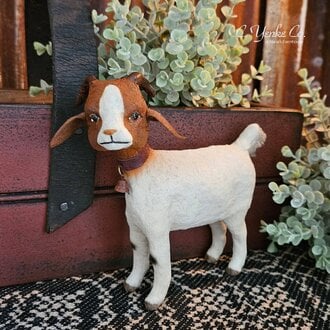 Small Brown & White Goat Figurine - 5.5"
