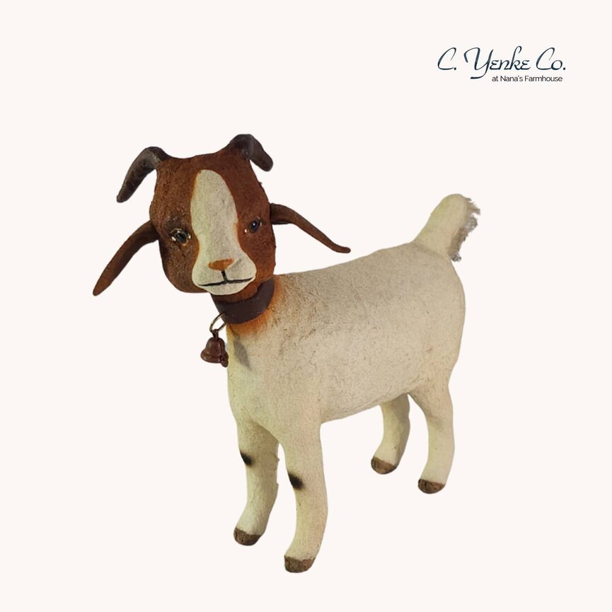 C. Yenke Small Brown & White Goat Figurine
