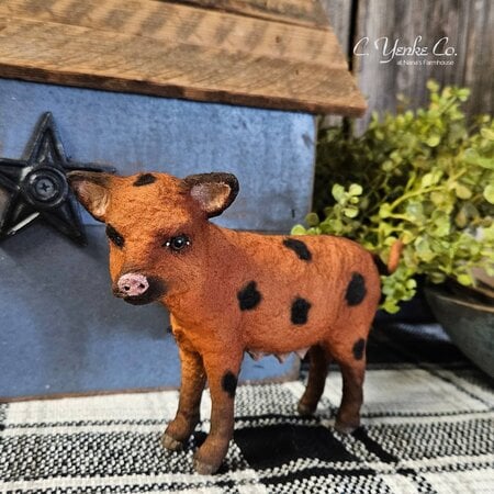 Spotted Standing Pig Black Small Brown - 4.5"