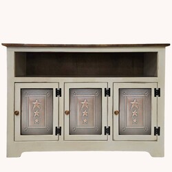 Farmhouse White Buffet Three Door with Copper Star Insert - 47.5" W x 16" D x 33" H
