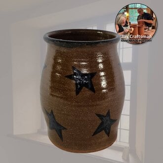 Crow & Stars Pottery Canning Crock - 7"