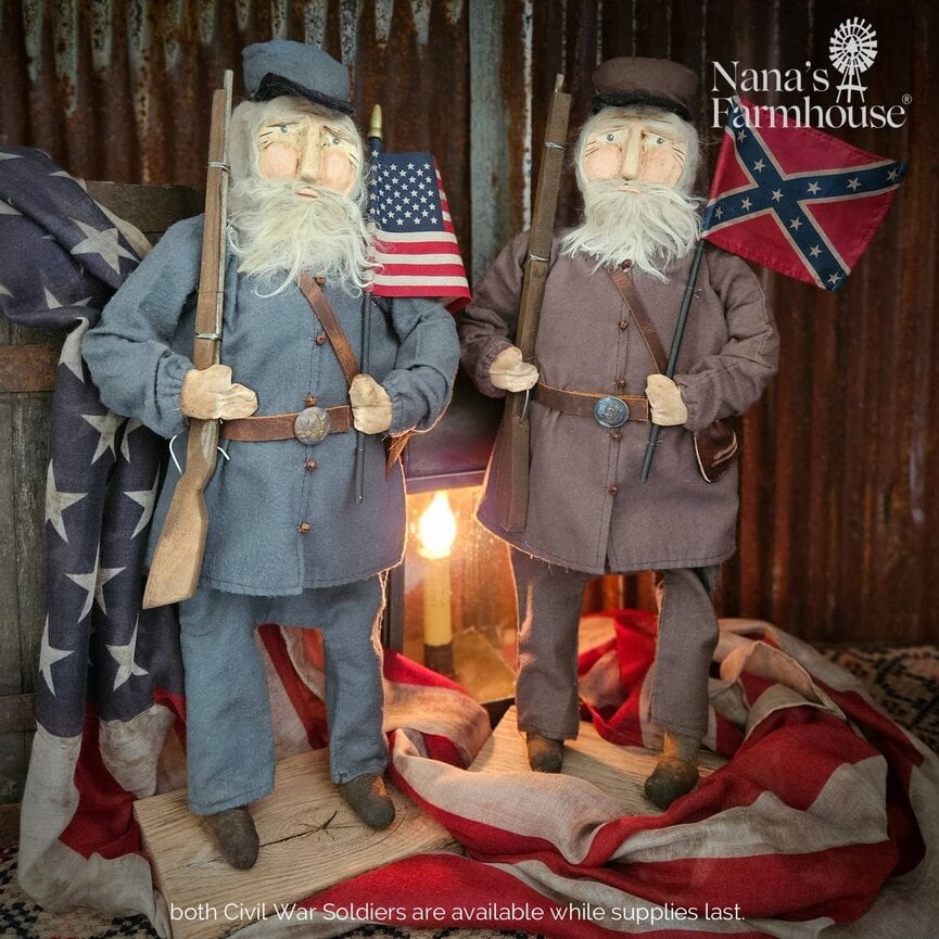 Union Soldier Doll with American Flag, Rifle & Backpack - 19"
