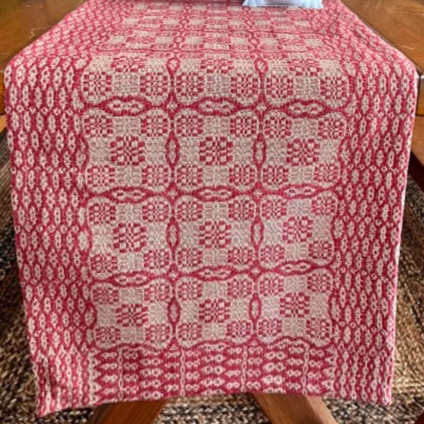 Saratoga Long Table Runner Red Tan - 14" x 56"