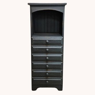 Black Six Drawer Floor Cabinet with Shelf - Small