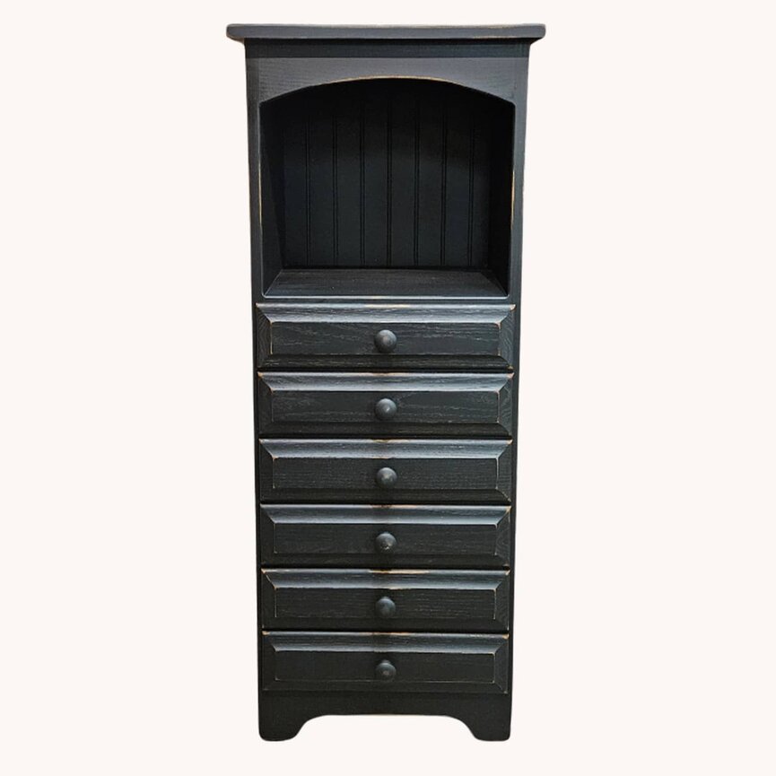 Six Drawer Floor Cabinet with Shelf Black - 41" x 16.5" x 11.5"