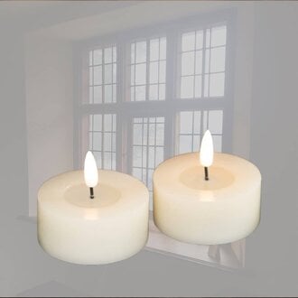 Oversized 3D Flame Tealight Candle with Melting Effect Cream - Set of 2