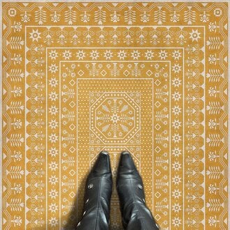American Folk Art Museum Vintage Vinyl Floor Cloth Embroidery