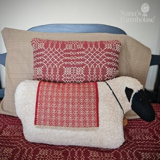 Sheep Pillow with Red Blanket - Large