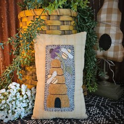 Bee Hive & Bees Applique Pillow - 10" x 6.5"