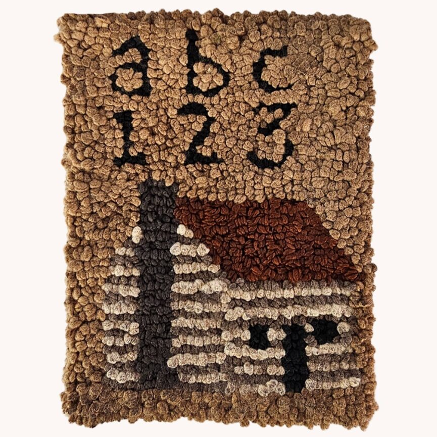ABC 123 & Cabin Hooked Rug Mat - 9" x 12"