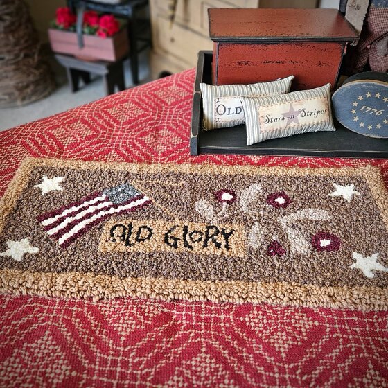 Old Glory Hooked Table Runner Rug Mat