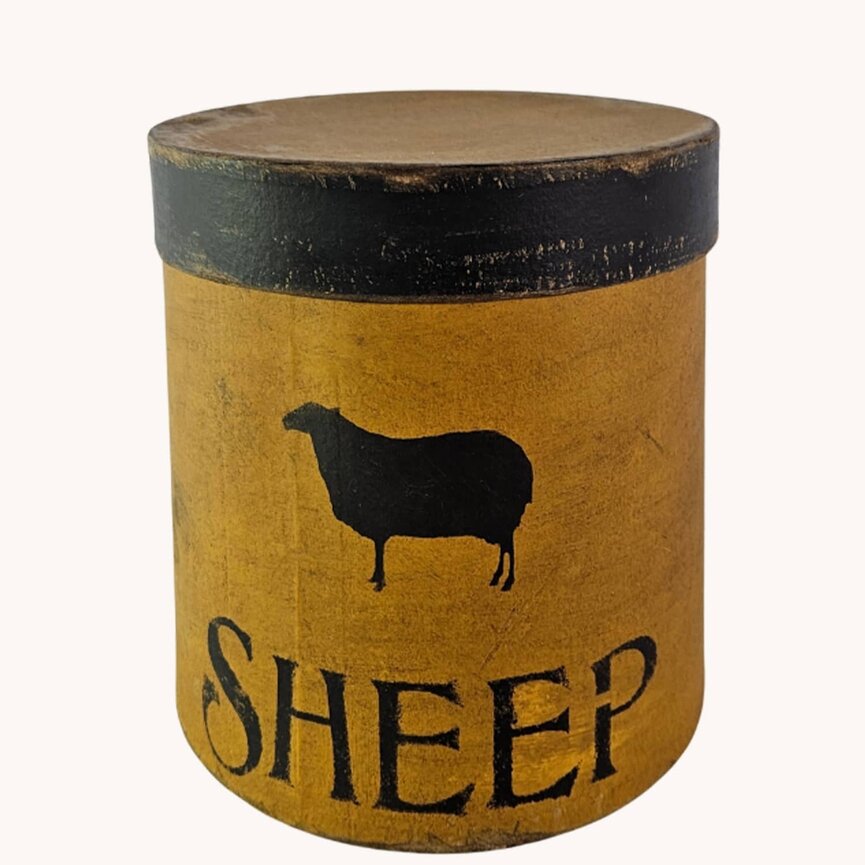 Tall Round Box with Lid Sheep Mustard - 7" x 7"