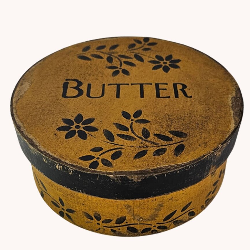 Round Box with Lid Butter in Mustard - 7.5" x 3"