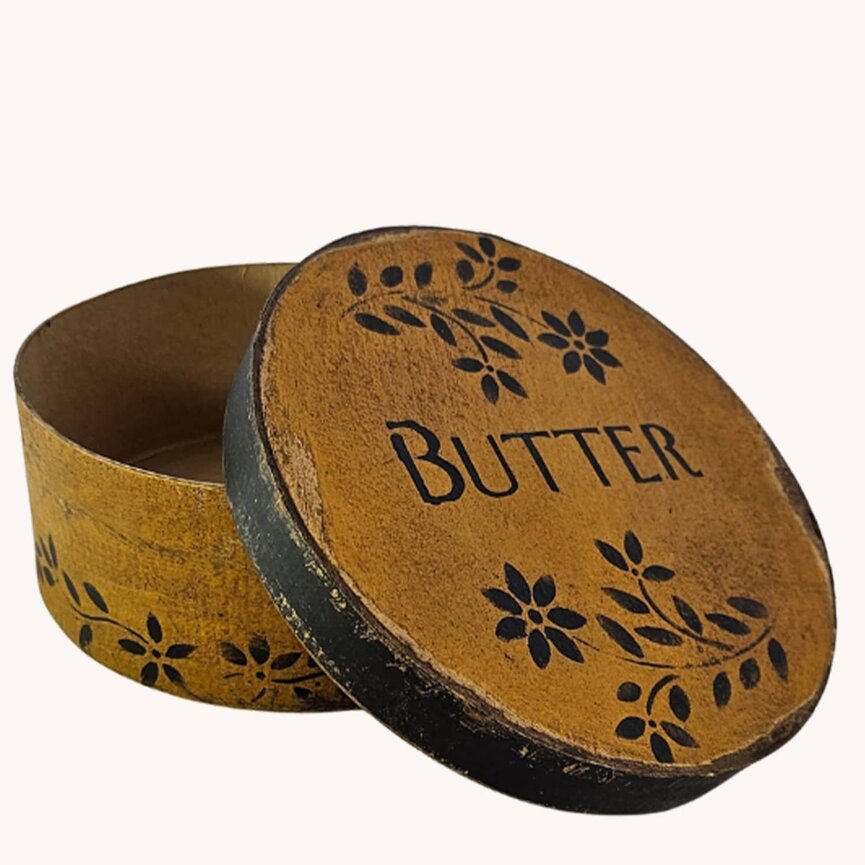 Round Box with Lid Butter in Mustard - 7.5" x 3"