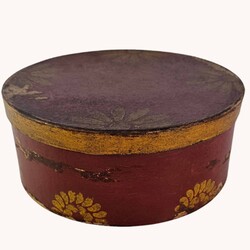 Round Box with Lid Floral Red - 7.5"