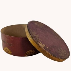 Round Box with Lid Floral Red - 7.5"