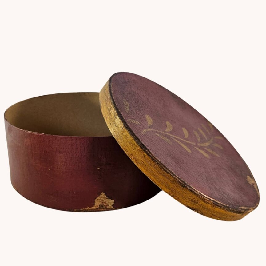 Round Box W/Lid One Branch Red 7.5 Dia x 3 T