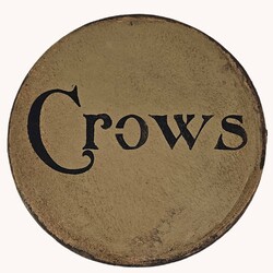 Tan Round Box with Lid Crows Stencil - 7.5"