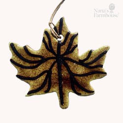 Smith Redware -  Maple Leaf Ornament Green & Black - 4"