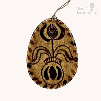 Egg Ornament Floral Brown Tones