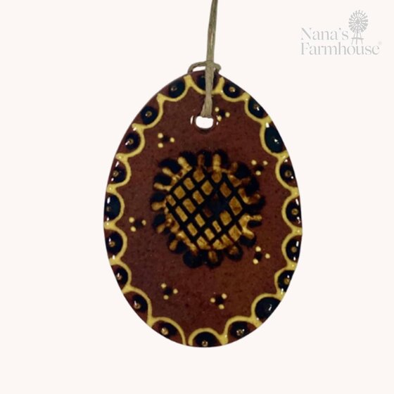 Egg Ornament with Sun Brown