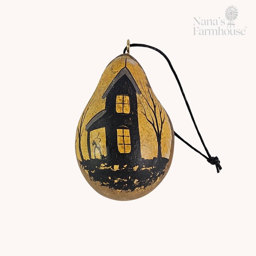 Halloween Gourdament Hand Painted Haunted House - 2.5"